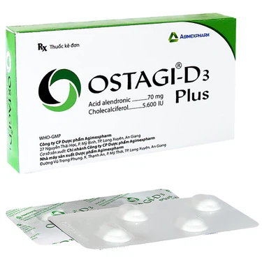 Điều trị loãng xương ở phụ nữ mãn kinh và nam giới Ostagi - D3 Plus Agimexpharm hộp 1 vỉ x 4 viên