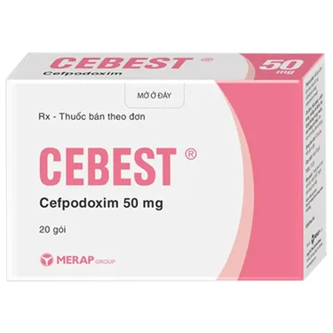 Thuốc kháng sinh Cebest Cefpodoxim 50mg Merap Group hộp 20 gói