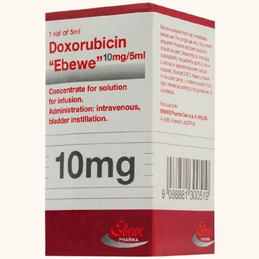 Thuốc điều trị các khối u đặc, ung thư hệ tạo máu và hệ lympho Doxorubicin Ebewe 50mg/25ml hộp 1 lọ x 25ml