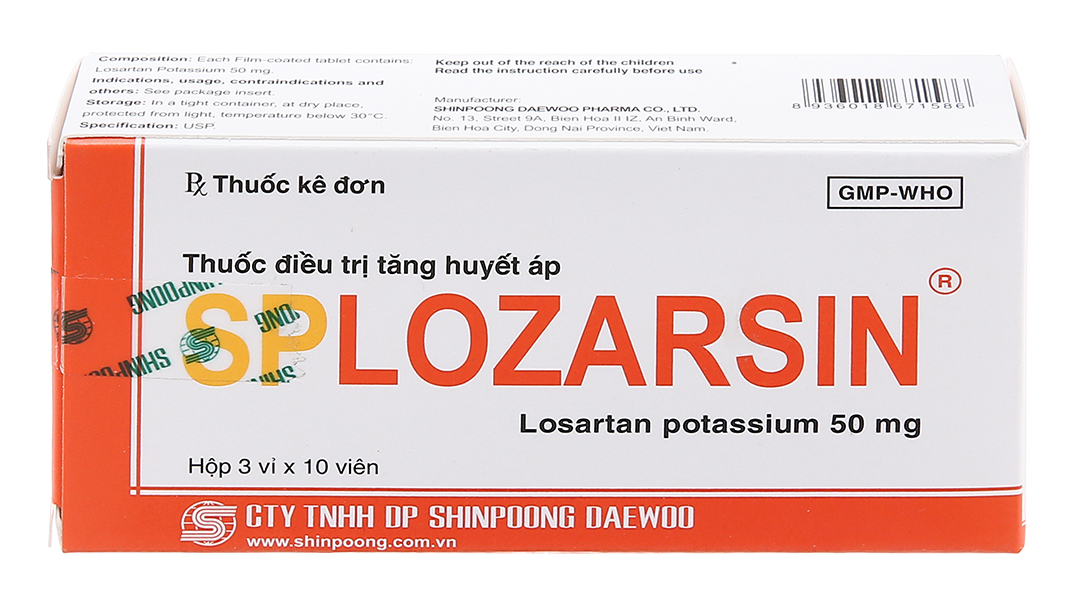 Thuốc điều trị tăng huyết áp SPLOZARSIN hộp 3 vỉ x 10 viên nén bao phim