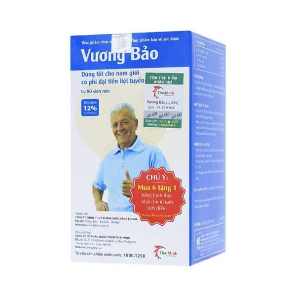 Viên dùng cho nam giới bị u xơ tiền liệt tuyến Vương Bảo hộp 1 lọ 80 viên