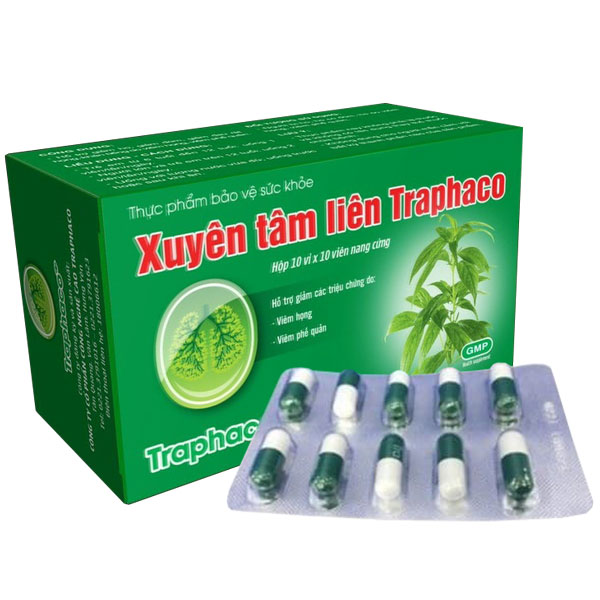 Viên uống hỗ trợ điều trị ho Xuyên Tâm Liên TRAPHACO hộp 10 vỉ x 10 viên