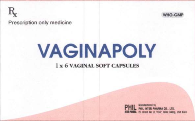 Viên đặt phụ khoa Vaginapoly hộp 1 vỉ x 6 viên