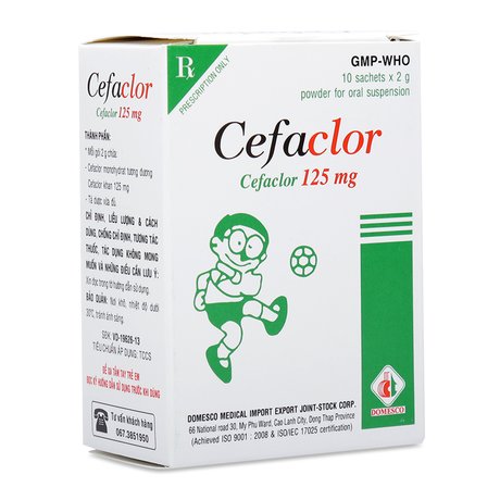 Thuốc kháng sinh Cefaclor 125mg hộp 10 gói x 2g