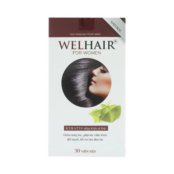 Viên uống giảm rụng tóc, làm đen tóc cho nữ Welhair For Women hộp 1 lọ 30 viên