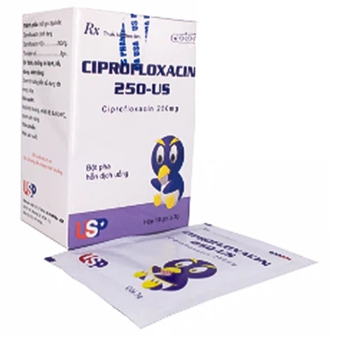 Bột pha hỗn dịch uống Ciprofloxacin 250-US hộp 10 gói