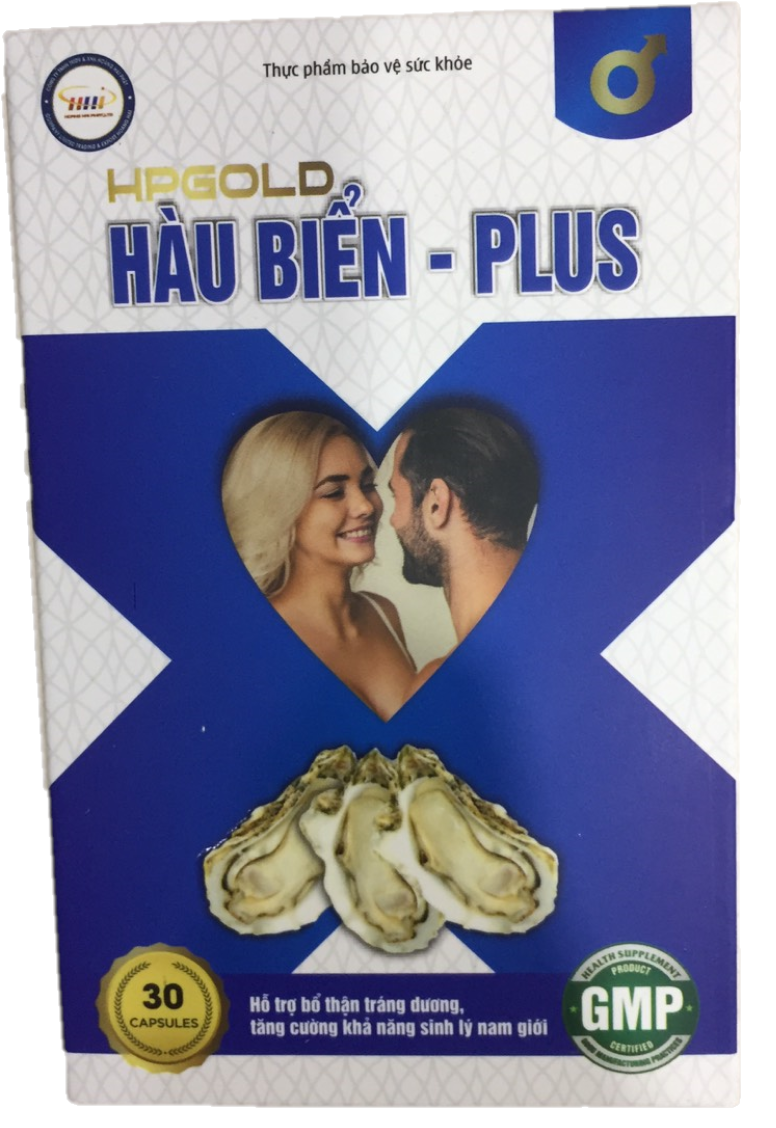 Hỗ trợ bổ thận tráng dương, tăng cường khả năng sinh lý nam giới HPGOLD Hàu Biển - Plus hộp 1 lọ 30 viên