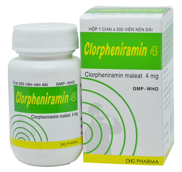 Thuốc chống dị ứng Clorpheniramin 4 (DHG) hộp 1 lọ 200 viên