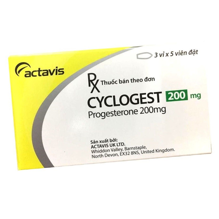 Thuốc đặt âm đạo Cyclogest 200mg hộp 15 viên