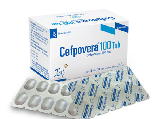 Thuốc kháng sinh Cefpovera 100 TAB hộp 10 vỉ x 10 viên nén bao phim