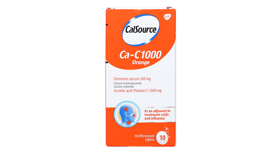 Thuốc bổ sung vitamin C và Canxi Ca-C1000 Orange hộp 1 tuýp 10 viên sủi