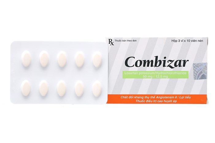 Thuốc tim mạch Combizar 50mg/12,5mg hộp 3 vỉ x 10 viên