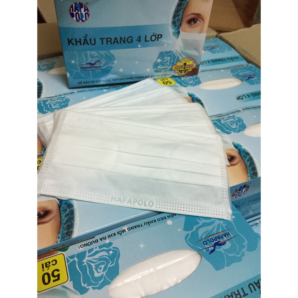 Khẩu trang y tế HAPAPOLO (màu trắng) hộp 50 cái