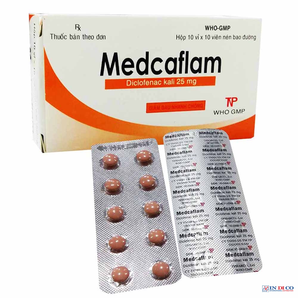 Thuốc giảm đau, kháng viêm Medcaflam hộp 10 vỉ x 10 viên nén bao đường