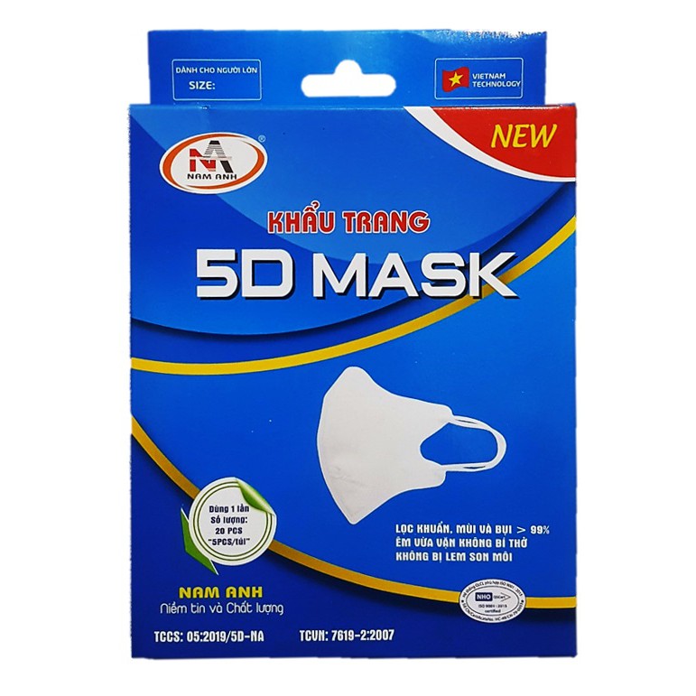 Khẩu trang 5D Mask Nam Anh (trắng) hộp 10 cái