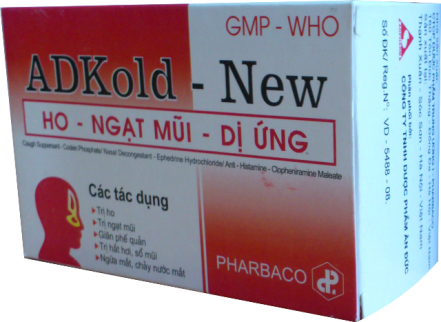 Thuốc ho, dị ứng, ngạt mũi ADKold-New hộp 10 vỉ x 10 viên