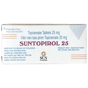 Điều trị bệnh động kinh Suntopirol 25 Sun Pharma hộp 5 vỉ x 10 viên