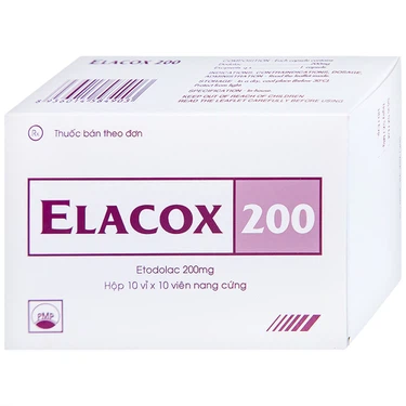 Điều trị triệu chứng thoái hoá khớp Elacox 200 hộp 10 vỉ x 10 viên