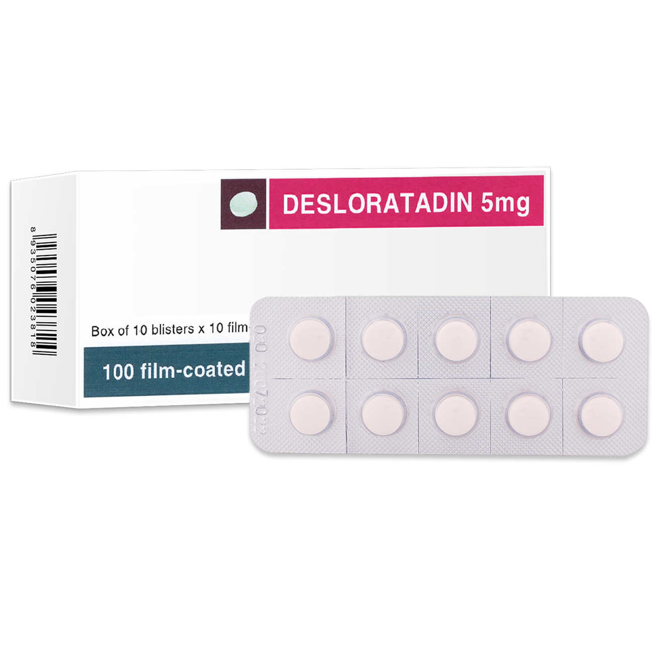 Thuốc điều trị viêm mũi dị ứng DESLORATADIN 5mg TV.Pharm hộp 3 vỉ x 10 viên nén bao phim