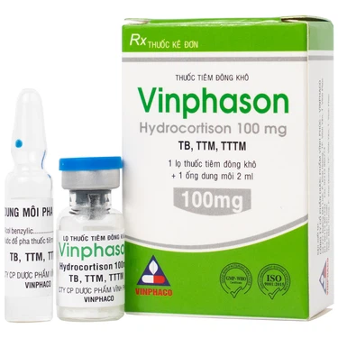 Thuốc tiêm điều trị lupus ban đỏ hệ thống, hồng ban đa dạng nặng Vinphason 100mg Vinphaco hộp 1 lọ + 1 ống