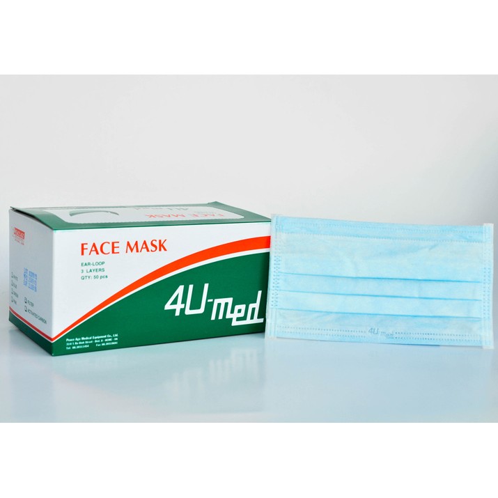Khẩu trang y tế FACE MASK 4U-MED màu xanh hộp 50 cái