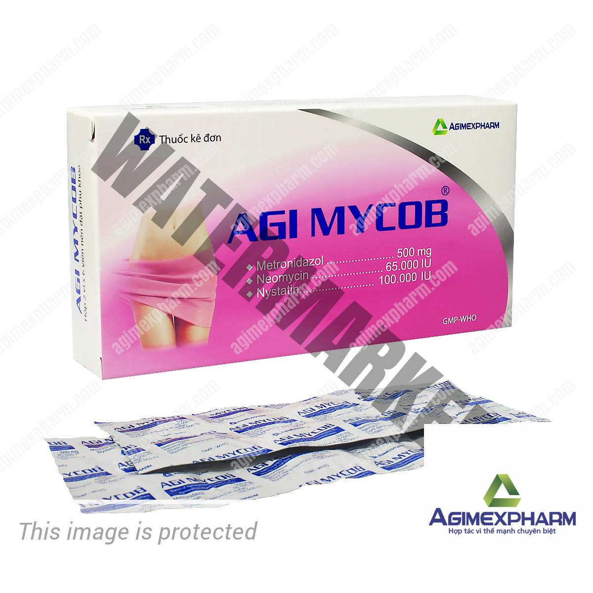 Viên nén đặt âm đạo AgiMycob hộp 1 vỉ x 10 viên