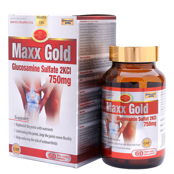 Hỗ trợ giảm nguy cơ thoái hóa xương khớp Maxx Gold hộp 1 lọ 60 viên