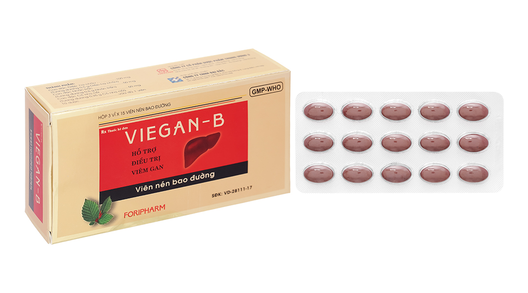 Thuốc điều trị hạ men gan, viêm gan Viegan-B Foripharm hộp 3 vỉ x 15 viên