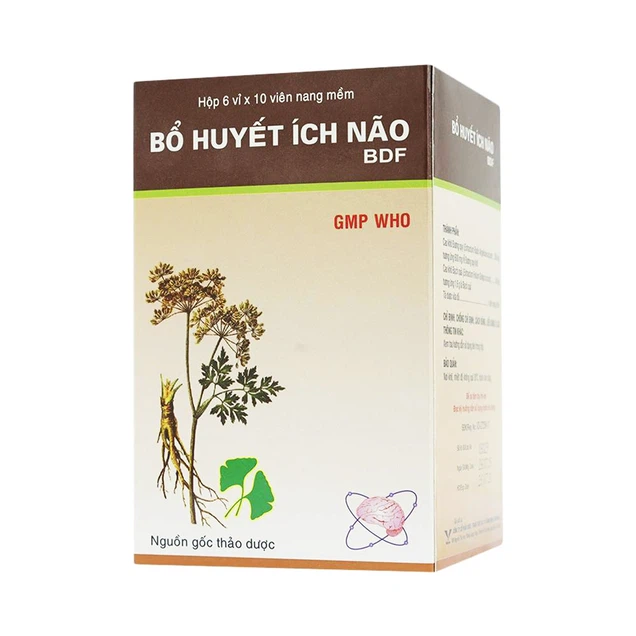 Điều trị giảm trị nhớ, kém tập trung, thiểu năng tuần hoàn não thuốc Bổ Huyết Ích Não Bidiphar hộp 6 vỉ x 10 viên