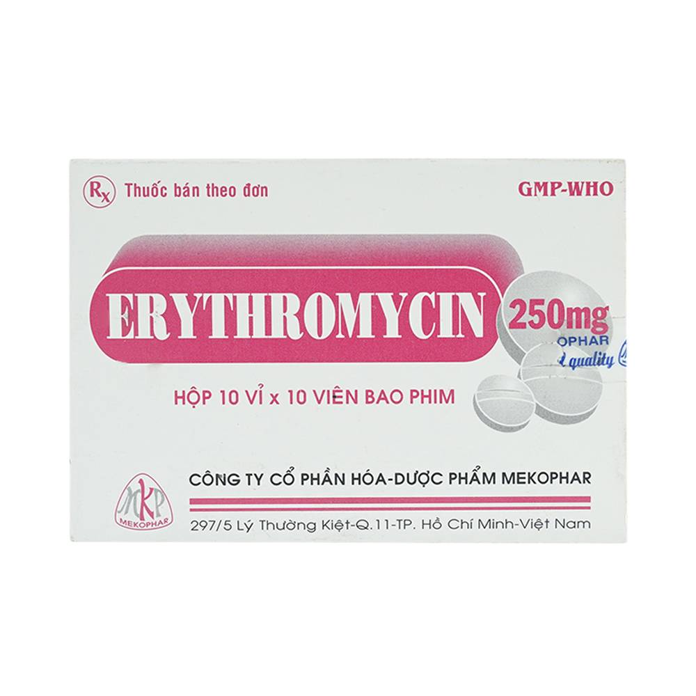 Thuốc kháng sinh Erythromycin 250mg hộp 100 viên