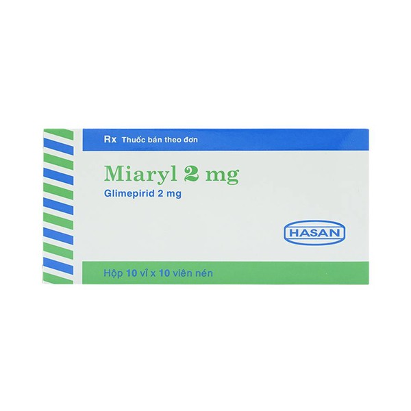 Thuốc điều trị đái tháo đường Miaryl 2mg hộp 10 vỉ x 10 viên