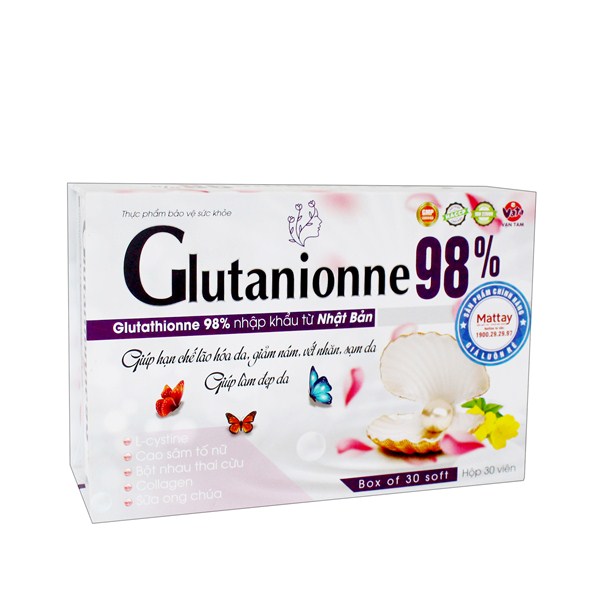 Thực phẩm bảo vệ sức khỏe Glutanionne 98% hộp 1 lọ 30 viên