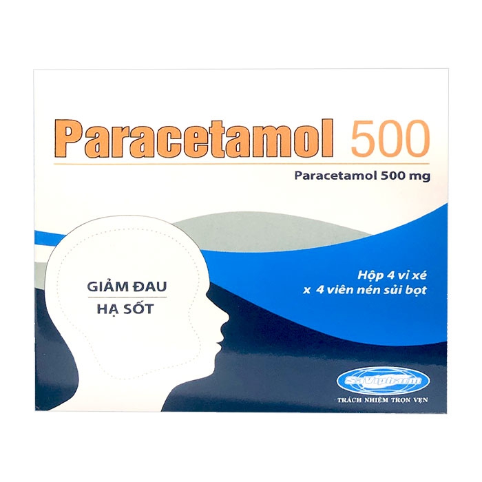 Thuốc giảm đau hạ sốt Paracetamol 500 (SaVi) hộp 16 viên