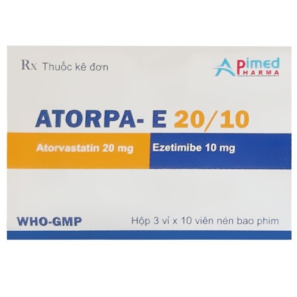 THuốc phòng ngừa bệnh tim mạch ATORPA-E 20/10 ApimedPharm hộp 3 vỉ x 10 viên nén bao phim