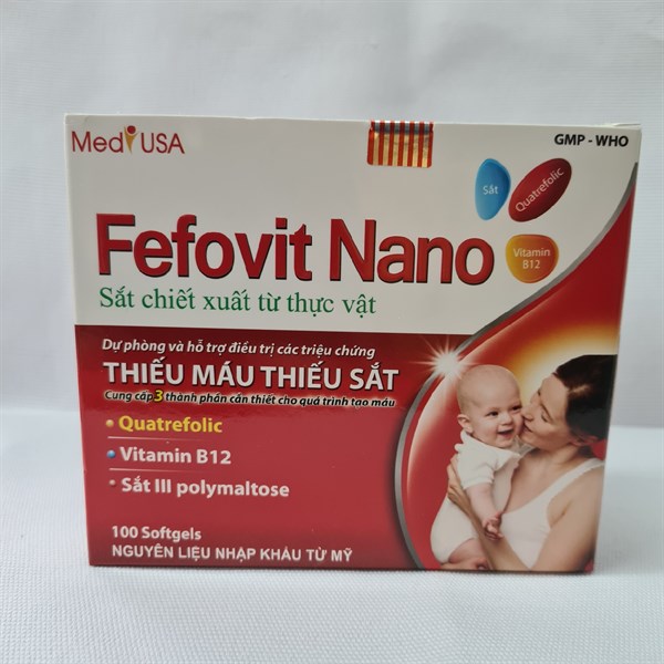 Viên uống bổ máu Fefovit Nano hộp 10 vỉ x 10 viên