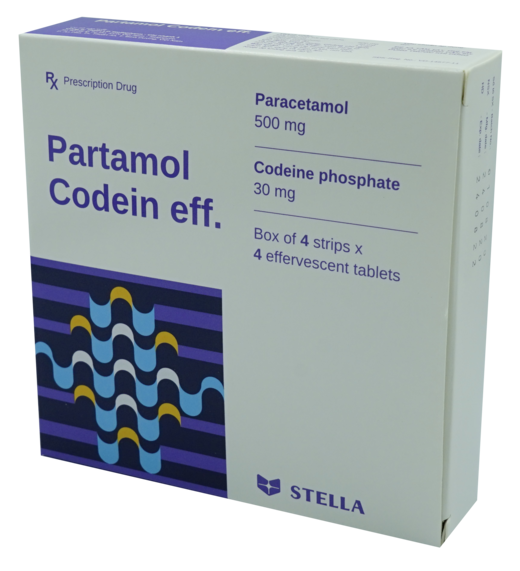Thuốc giảm đau, hạ sôt Partamol Codein eff. hộp 16 viên
