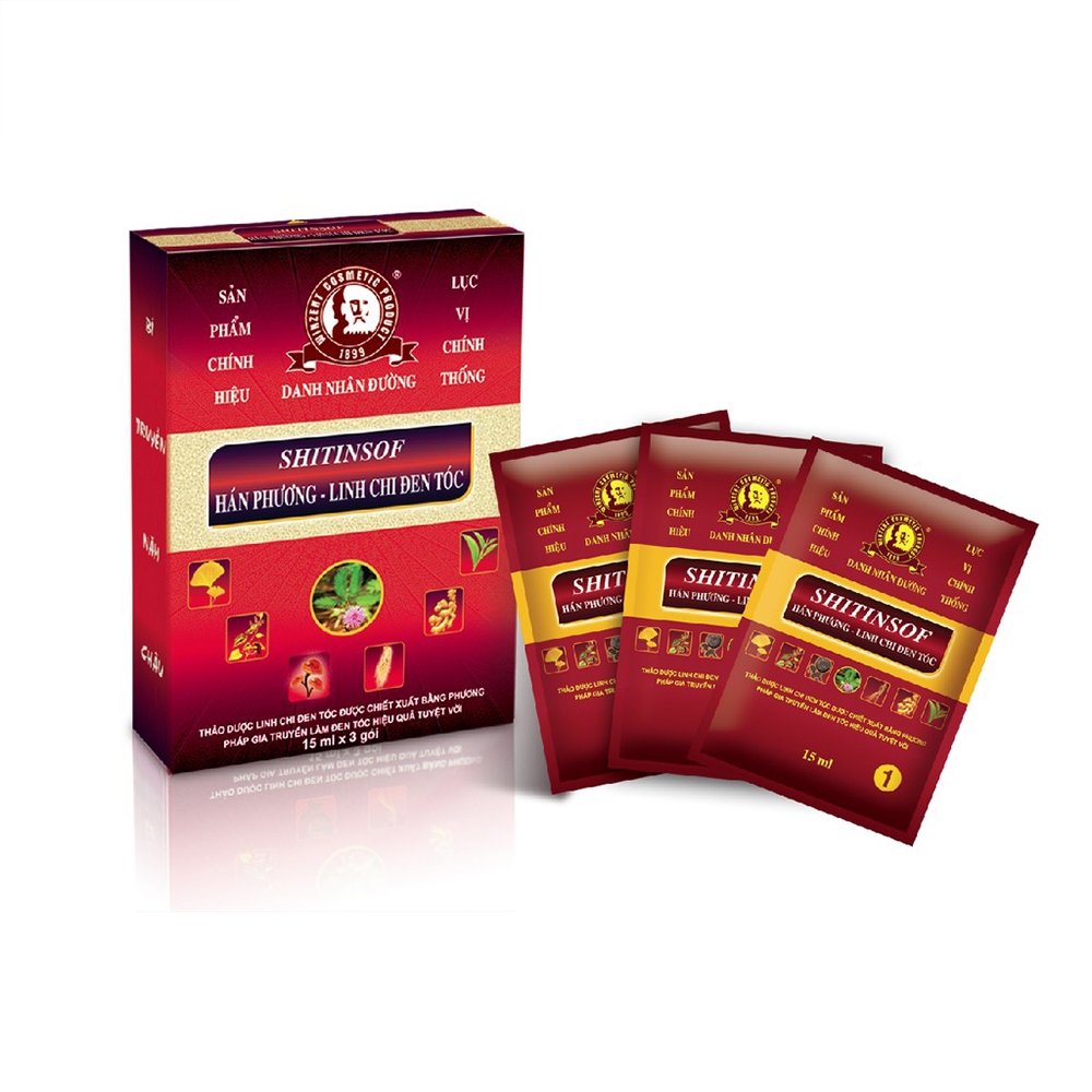 Shitinsof Hán Phương - Linh chi đen tóc  hộp 3 gói x 15ml