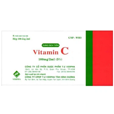 Dung dịch tiêm Vitamin C 100mg/2ml (Vidipha) hộp 100 ống x 2ml