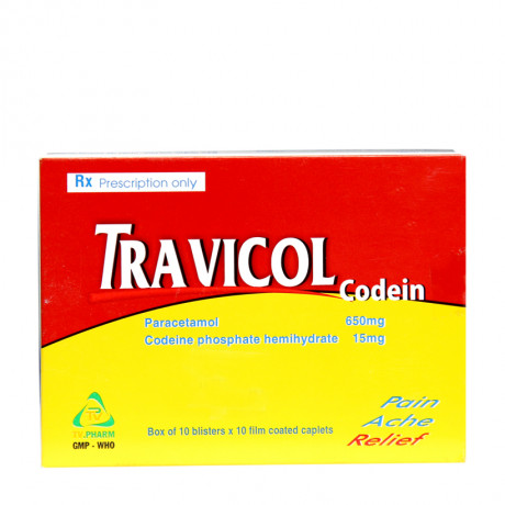Thuốc giảm đau, hạ sốt Travicol Codein hộp 100 viên