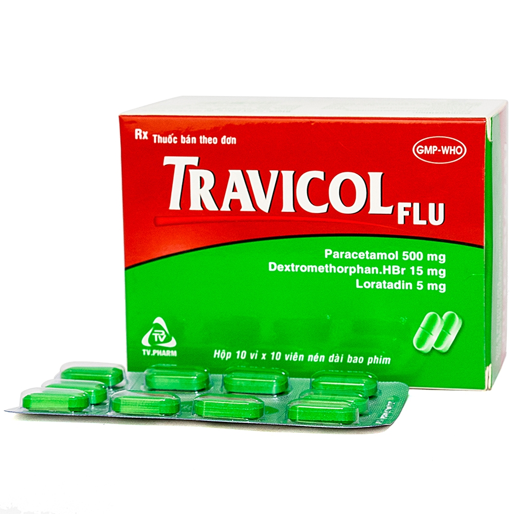 Thuốc trị cảm cúm Travicol Flu hộp 100 viên