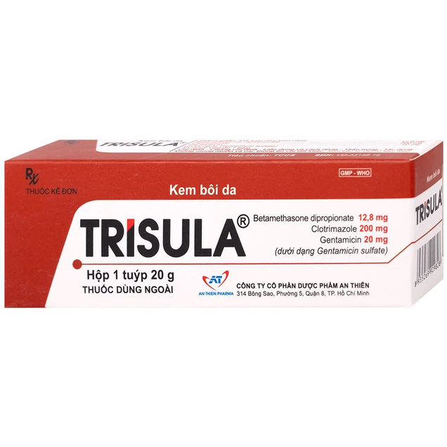Điều trị các bệnh nhiễm khuẩn ngoài da Trisula An Thiên Pharma hộp 1 tuýp x 20g