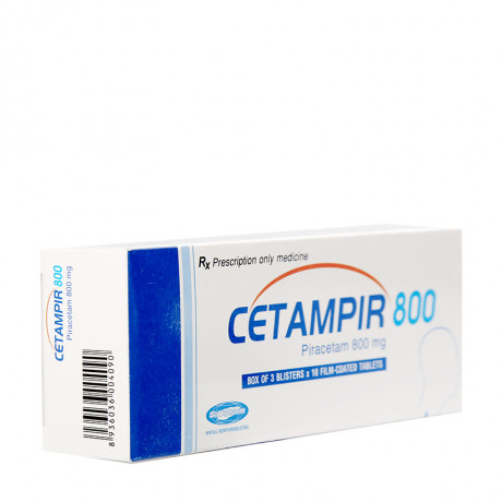 Thuốc điều trị chóng mặt, suy giảm trí nhớ Cetampir 800 hộp 3 vỉ x 10 viên nén bao phim