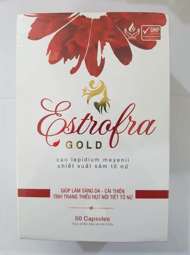 Giúp làm sáng da, cải thiện tình trạng thiếu hụt nội tiết tố nữ Estrofra GOLD hộp 1 lọ 50 viên
