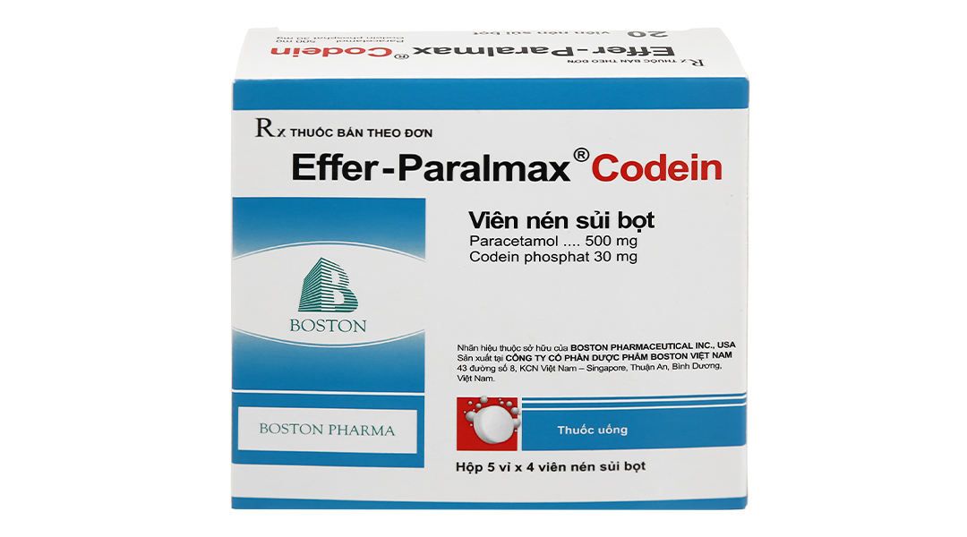 Thuốc giảm đau trung bình đến nặng Effer- Paralmax Codein hộp 5 vỉ x 4 viên nén sủi bọt