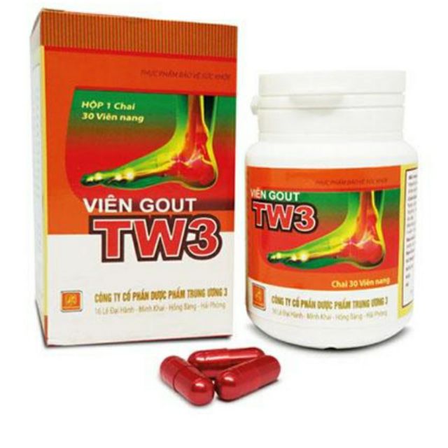 Thực phẩm bảo vệ sức khỏe Viên gout TW3 hộp 1 chai 30 viên