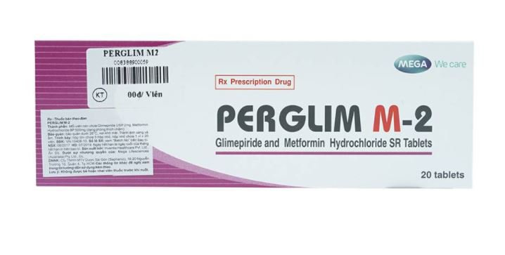 Thuốc điều trị tiểu đường Perglim M-2 hộp 1 vỉ x 20 viên nén phóng thích chậm