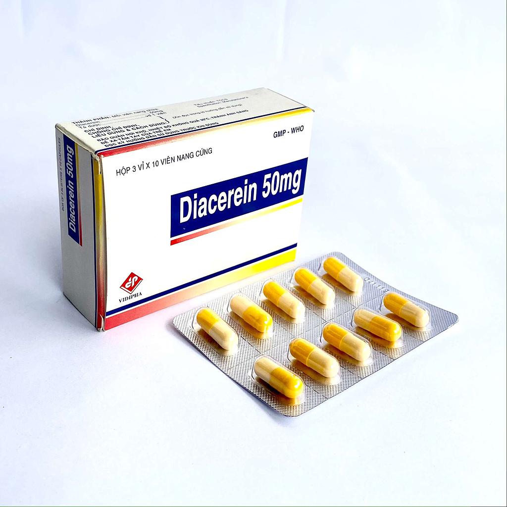 Thuốc điều trị thoái hoá khớp Diacerein 50mg VIDIPHA hộp 3 vỉ x 10 viên