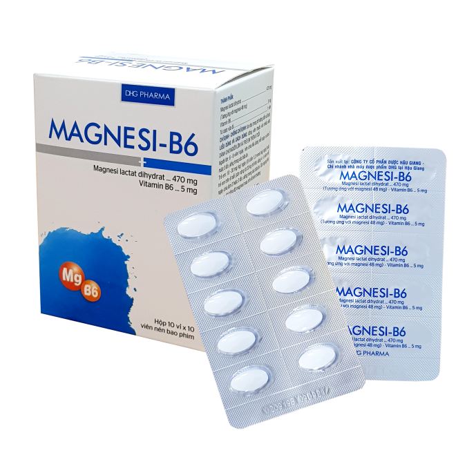 Thuốc bổ sung Magnesi và vitamin B6 MAGNESI-B6 DHG hộp 10 vỉ x 10 viên