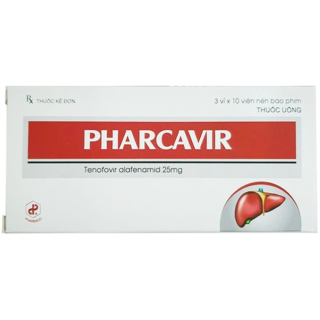 Điều trị viêm gan B mạn tính Pharcavir 25mg Pharbaco hộp 3 vỉ x 10 viên