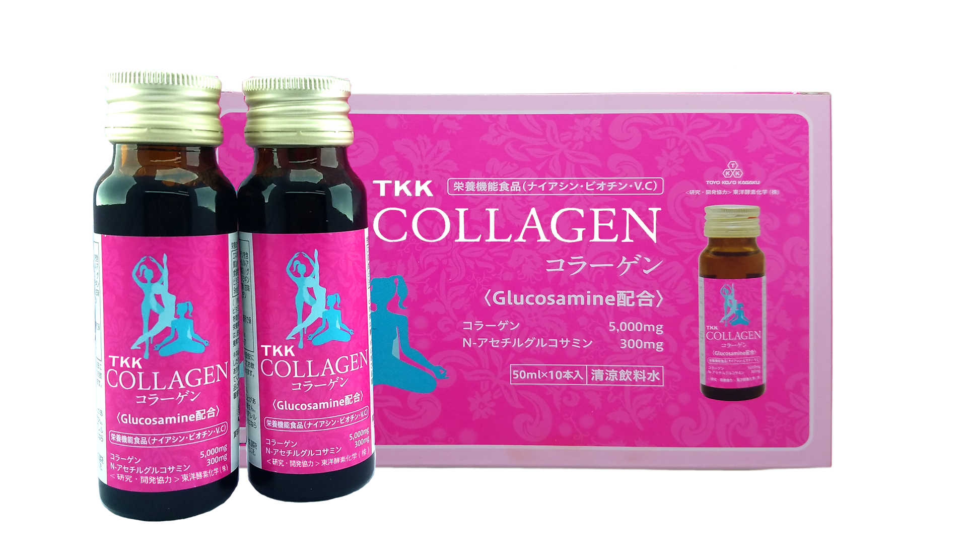 Nước uống bổ sung Collagen TKK Collagen Glucosamine hộp 10 chai